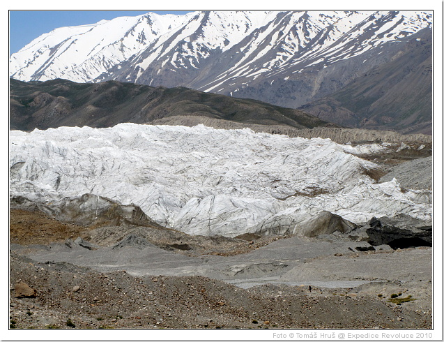 Postava před ledovcem Grumm-Gržimajlo (klikněte pro násl. obrázek) 